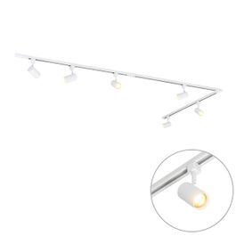 Modern Track Lighting System with 6 White Spotlights 1-Phase 300cm - Iconic Jeana