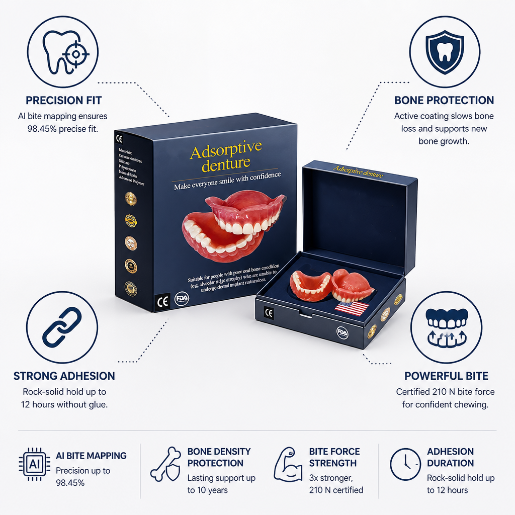 AI Bite-Mapped Custom-Fit Dentures (12-Hour Hold)