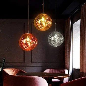 Mirrored Globe Pendant Light, 15cm to 50cm – Gold, Rose Gold or Silver, Glass or PVC, Dimmable E27, for Dining Table