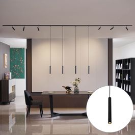 Modern Track Lighting System with 6 Spotlights and 4 Pendant Lights Black 1-Phase - Slimline Uzzy Keno