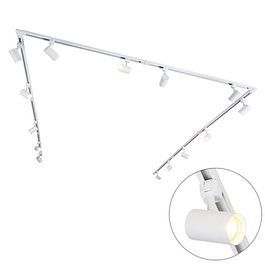 Modern Track Lighting System with 14 Spotlights White 1-Phase - Iconic Jeana