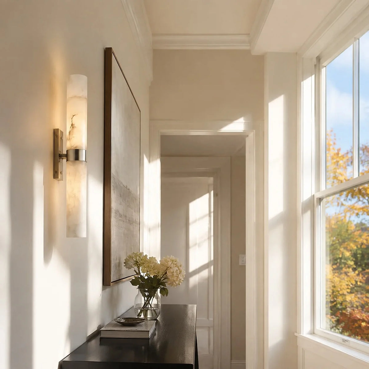 Dani Modern Alabaster Double Tube Wall Sconce