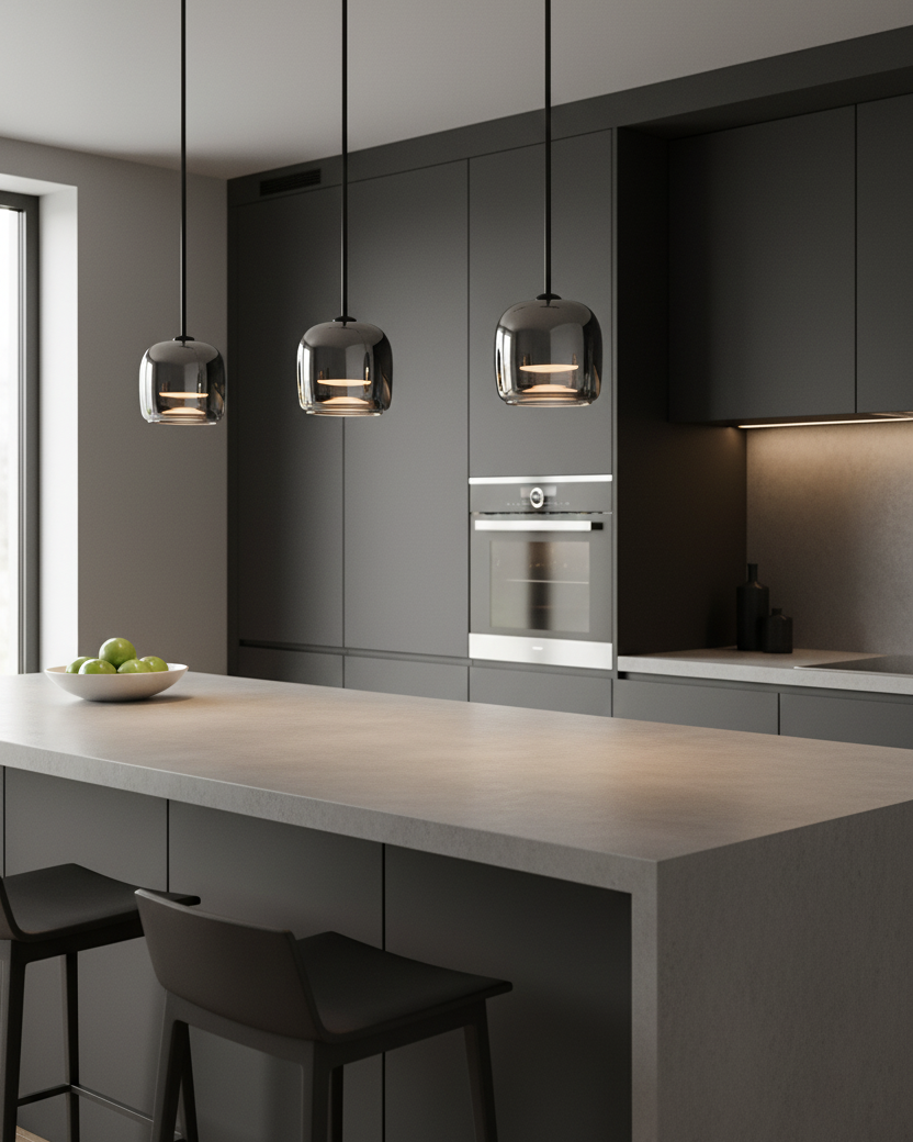 Glass Pendant Light - Minimalist Kitchen Hanging Lamp