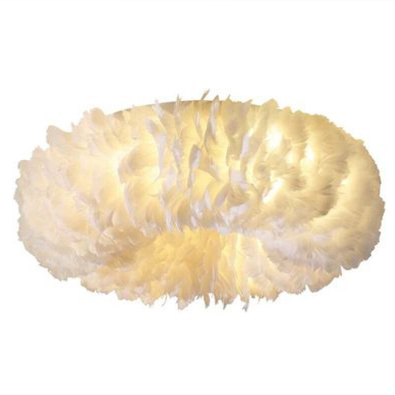 Feather Ceiling Light – Boho LED Flush Light with Real-Look Feathers, 40, 50 or 60cm, 4 Colours