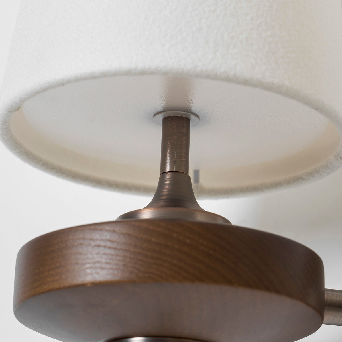 Mid-Century Wall Light – Walnut & Fabric Shade Sconce, 1 or 2 Heads, White, Green or Red