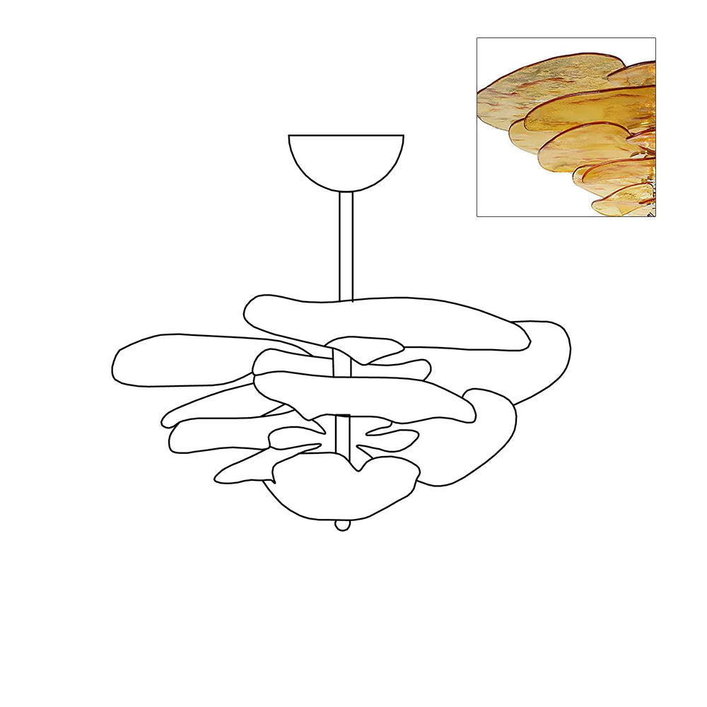 Lotus Leaf Chandelier - Layered Glass Dining Room Light