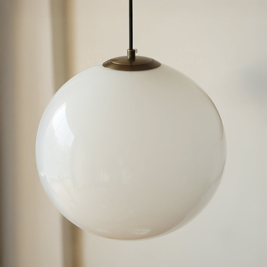 Opaline Milky Glass Pendant Light - fabric cable version