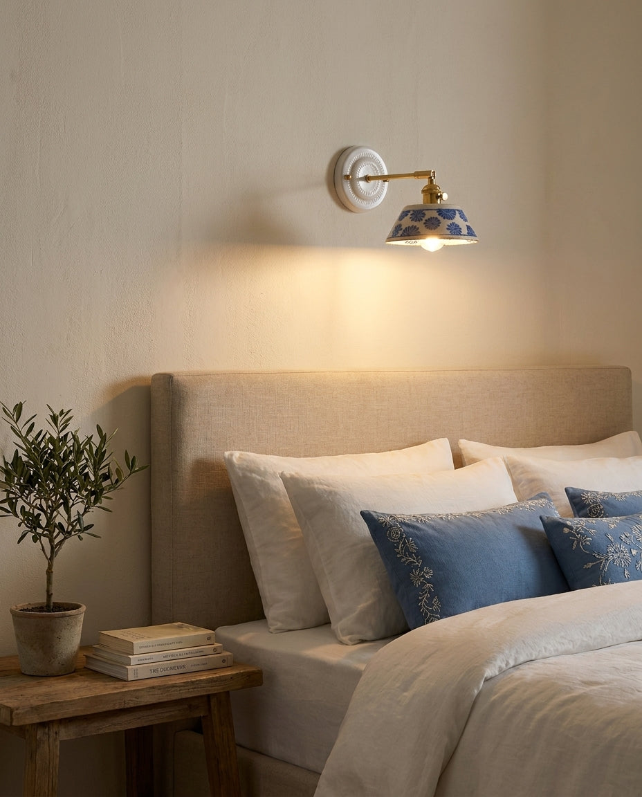 Ceramic Wall Lamp - Brass Bedside Wall Sconce