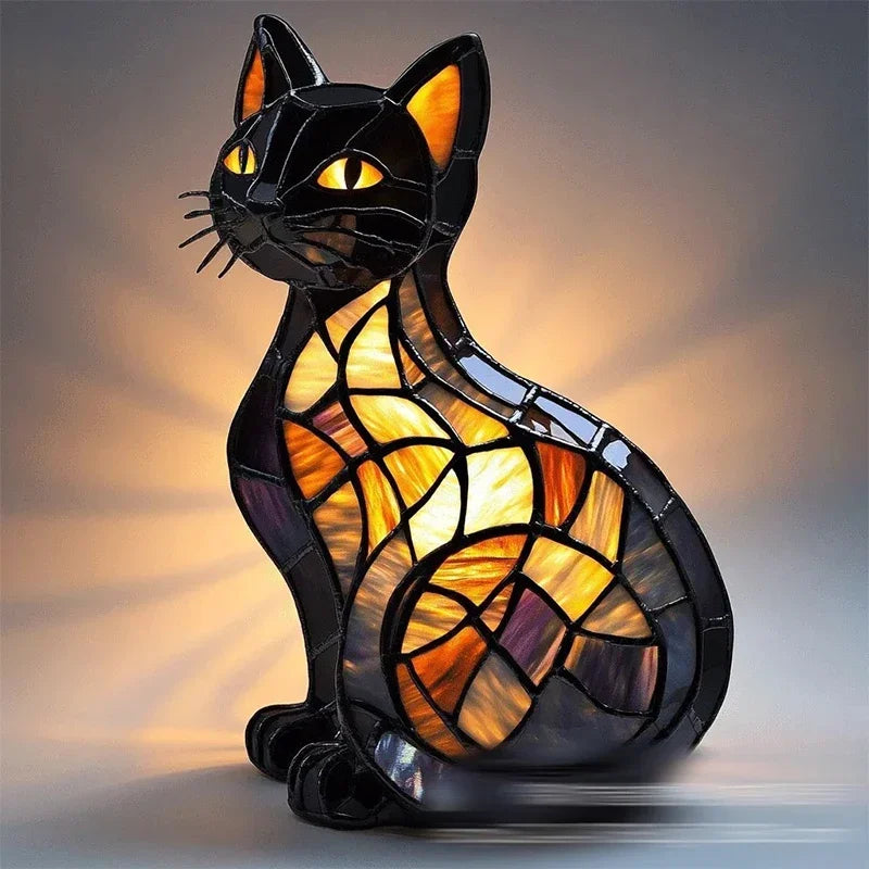 Artistic Stained Cat Table Lamp