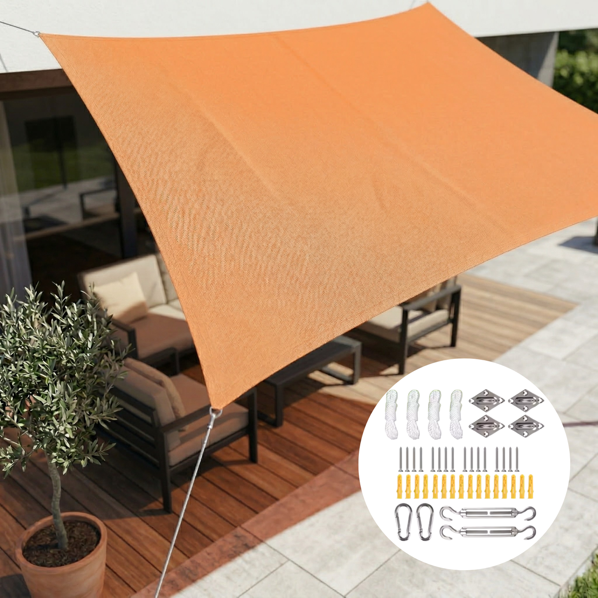 Waterproof Rectangular Shade Cloth UV Protection Terrace Garden Balcony | Sansoti