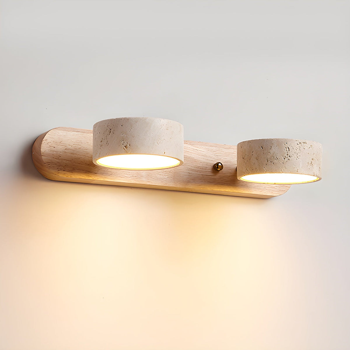 Stone LED Wall Light – Natural Stone & Wood Hallway Sconce, 2, 3 or 4 Lights, Walnut or Oak
