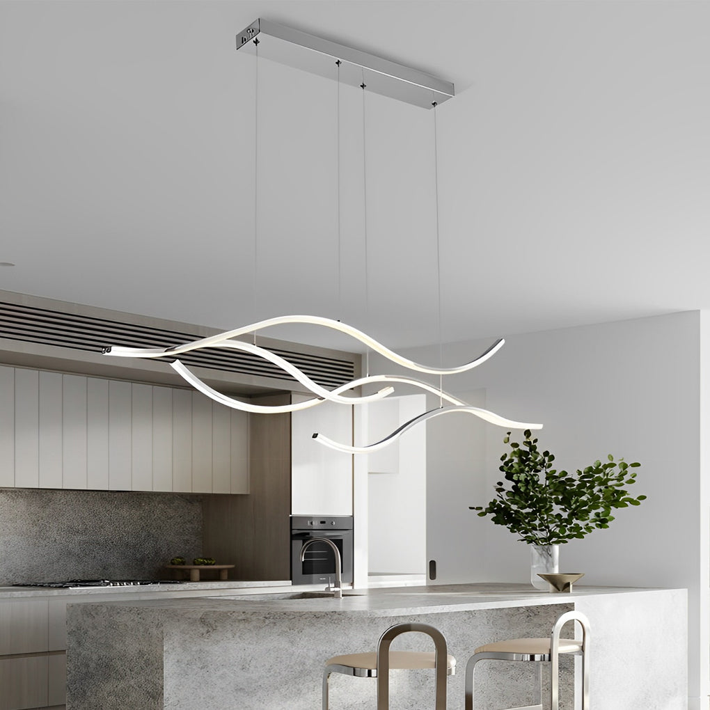 Curved LED Pendant Light - Wavy Metal Ceiling Light