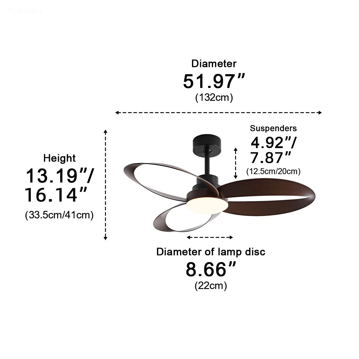 Modern Ceiling Fan with Light for Living Room, 42in or 52in – Geometric Blades, Quiet DC Motor, Remote & Wall Switch