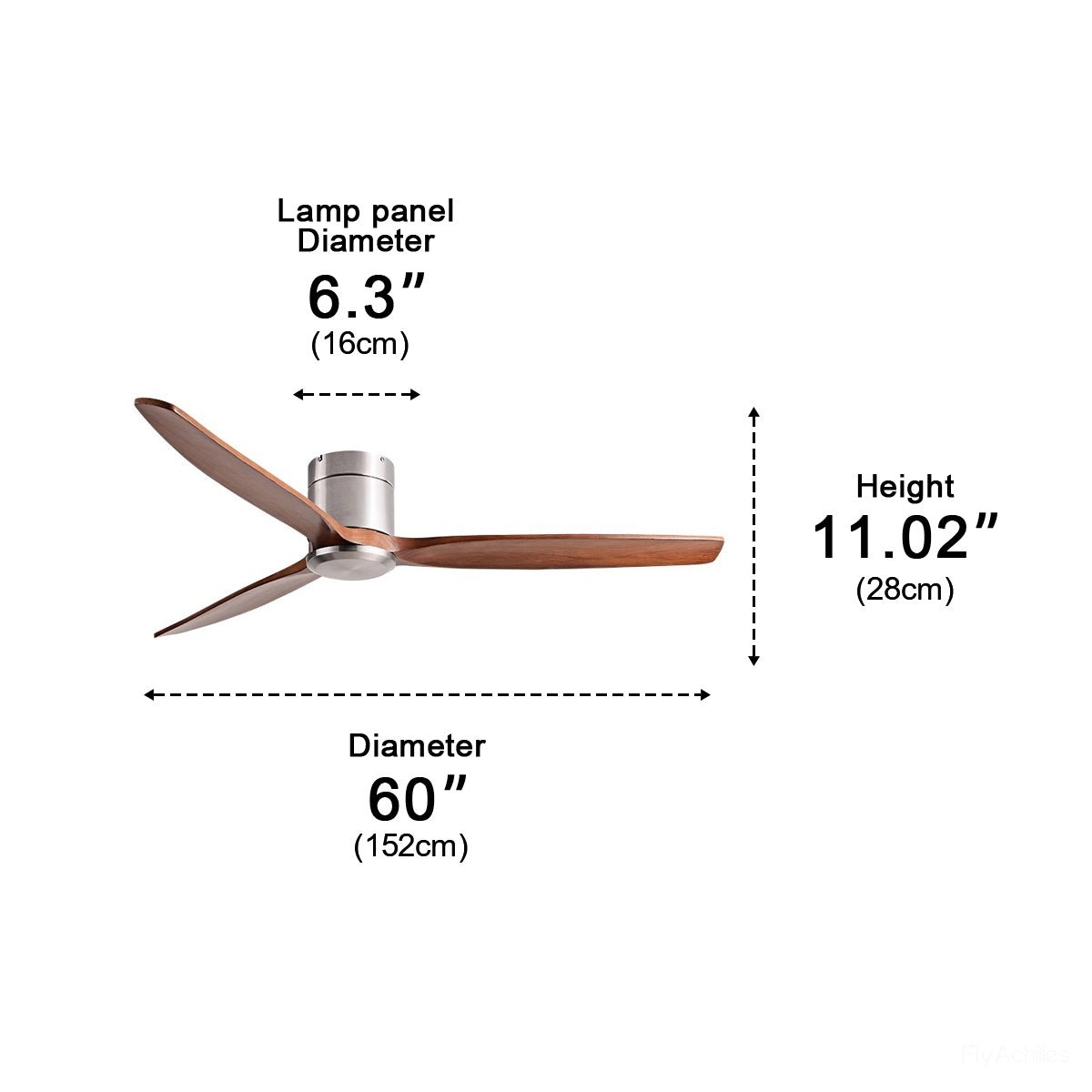 Wooden Ceiling Fan with Light and Remote, 42in to 60in – Quiet DC Motor, 24W LED, 3 Light Colours, Walnut or White Wood