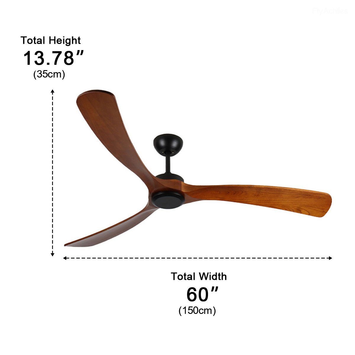 Outdoor Ceiling Fan with Remote, No Light, 42in to 60in – IP65 Waterproof, Walnut Wood Blades, Quiet DC Motor, for Patio