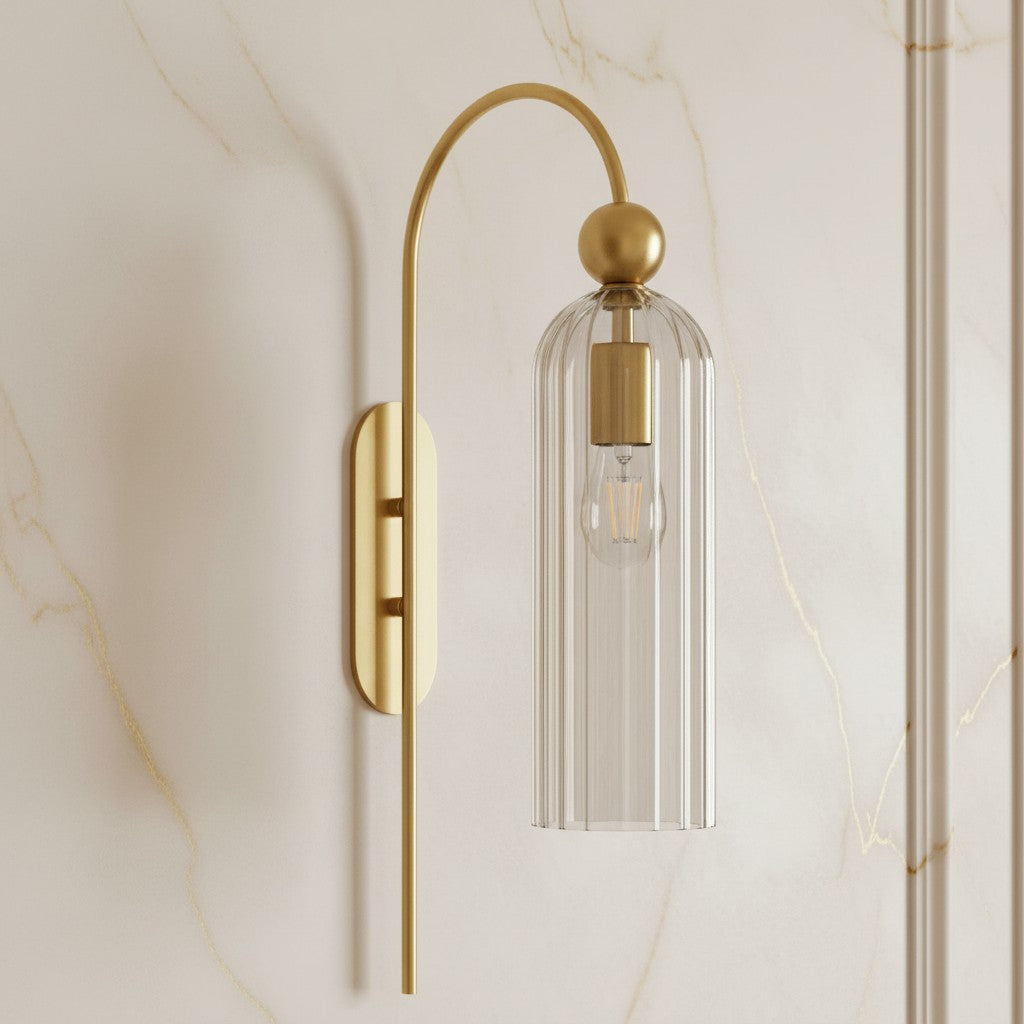 Azura Antique Cylinder Vertical Ribbed Glass Wall Sconce