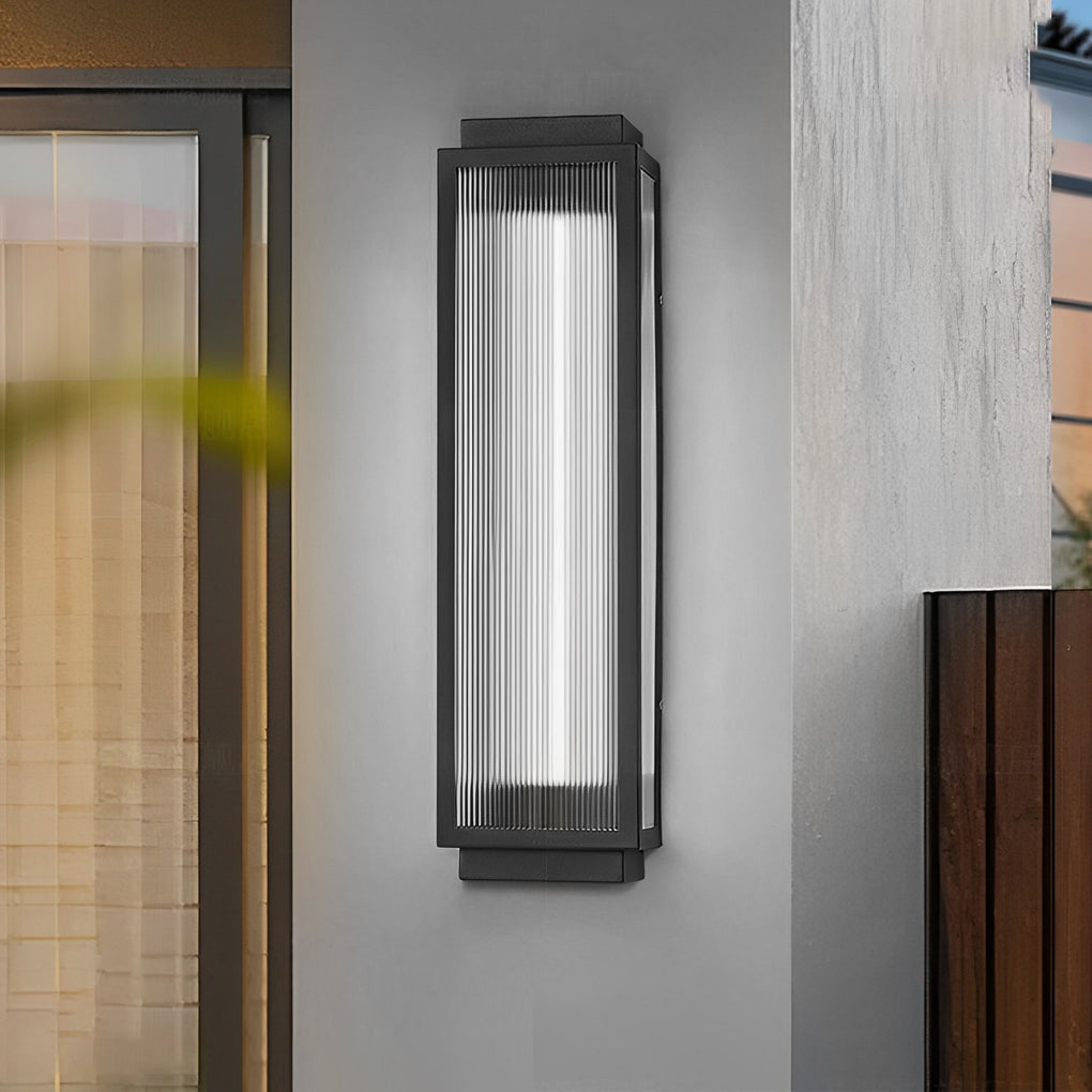 Reeded Glass Wall Light - Rectangular Outdoor LED