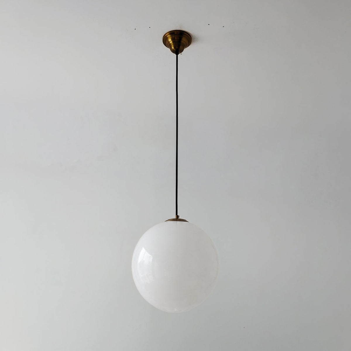 Opaline Milky Glass Pendant Light - fabric cable version