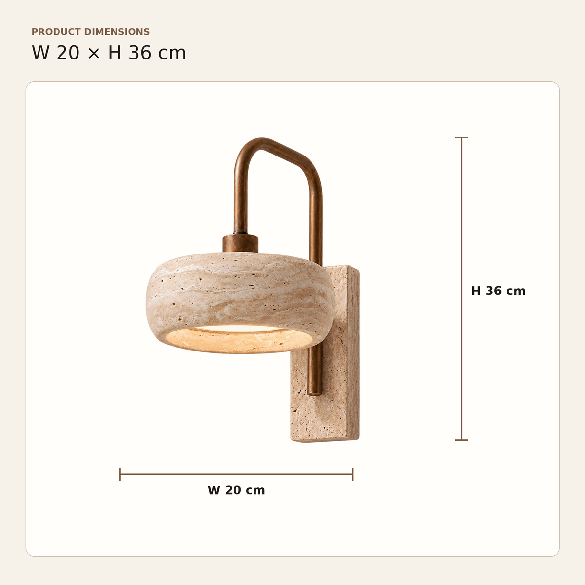 Vela Wabi-Sabi Travertine Wall Lamp