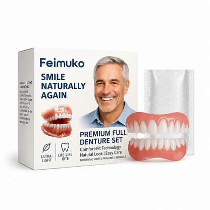 Comfort-Fit Natural-Look Silicone Denture Set (Upper & Lower)