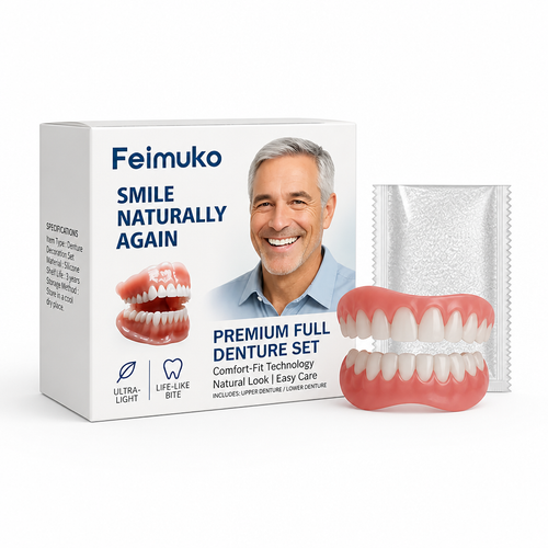 Comfort-Fit Natural-Look Silicone Denture Set (Upper & Lower)