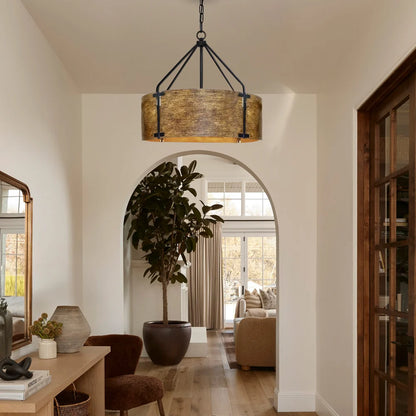 Rustic Bronze Industrial Drum Shade Pendant Light