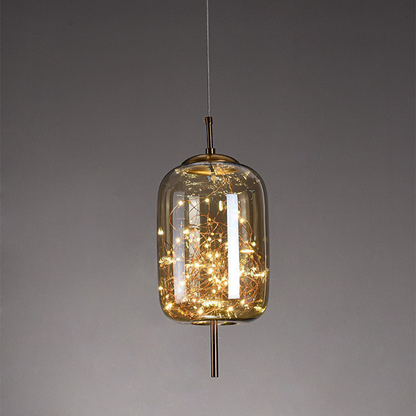 Smoked Glass Pendant Light – Amber or Grey Smoke LED Pendant, 4 Shapes, Adjustable Cord