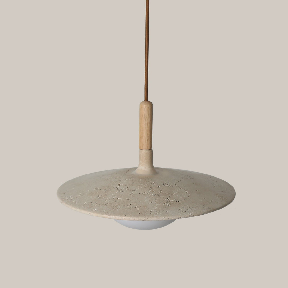 Wood and Stone Pendant Light - Japandi Ceiling Lamp
