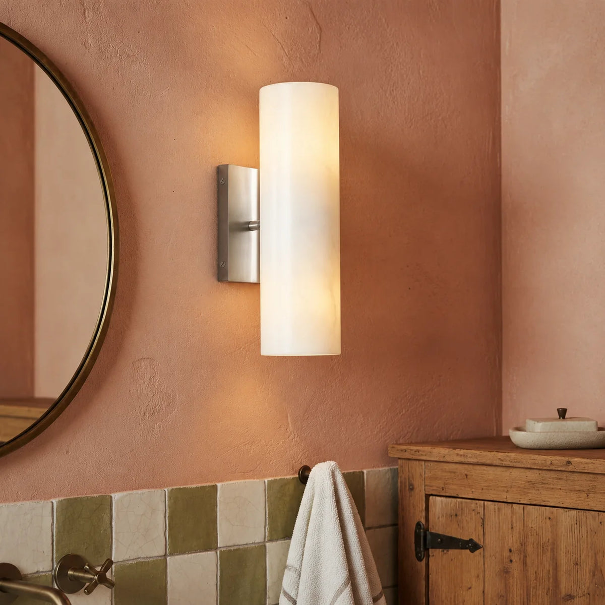 Doran Modern Elegant Alabaster Tube Sconce