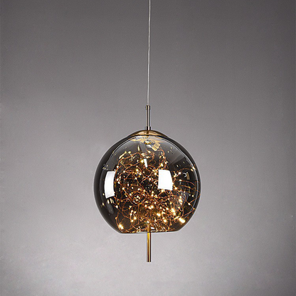 Smoked Glass Pendant Light – Amber or Grey Smoke LED Pendant, 4 Shapes, Adjustable Cord