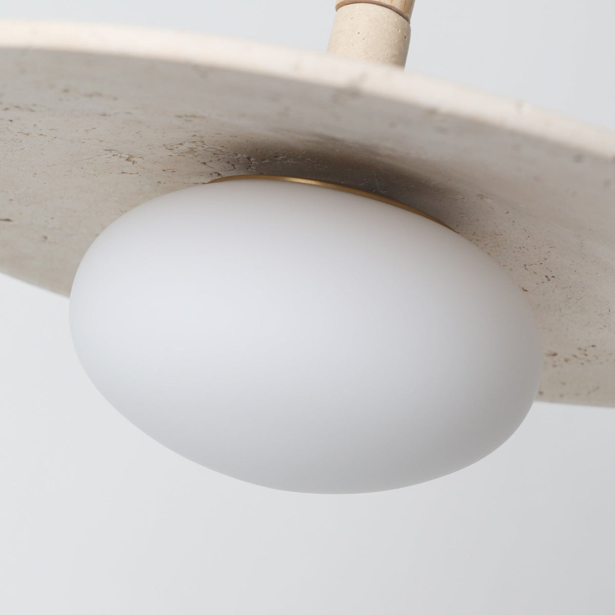 Wood and Stone Pendant Light - Japandi Ceiling Lamp