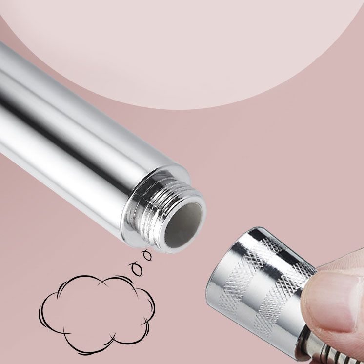 Set with round silver handheld shower head for wall mounting
