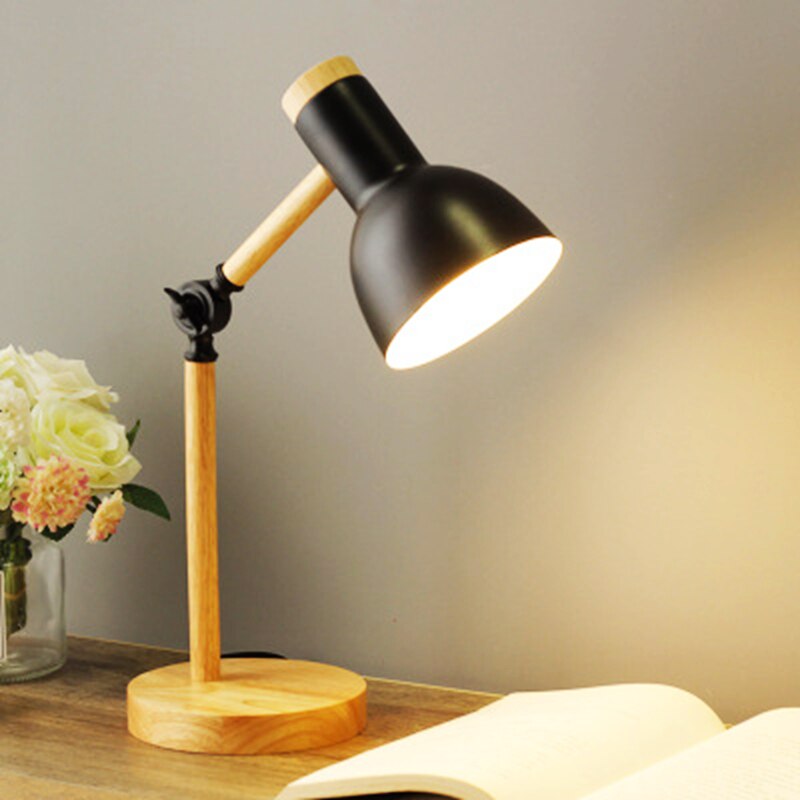 Scandinavian LED Desk Lamp – Wood & Metal Adjustable Arm Lamp, 5 Colours, Warm or Cold White