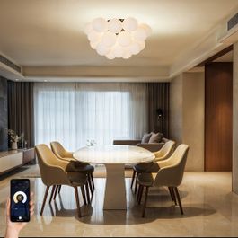 Smart Ceiling Lamp Black with Opal Glass 6-Lights Incl. Zigbee G9 - Uvas