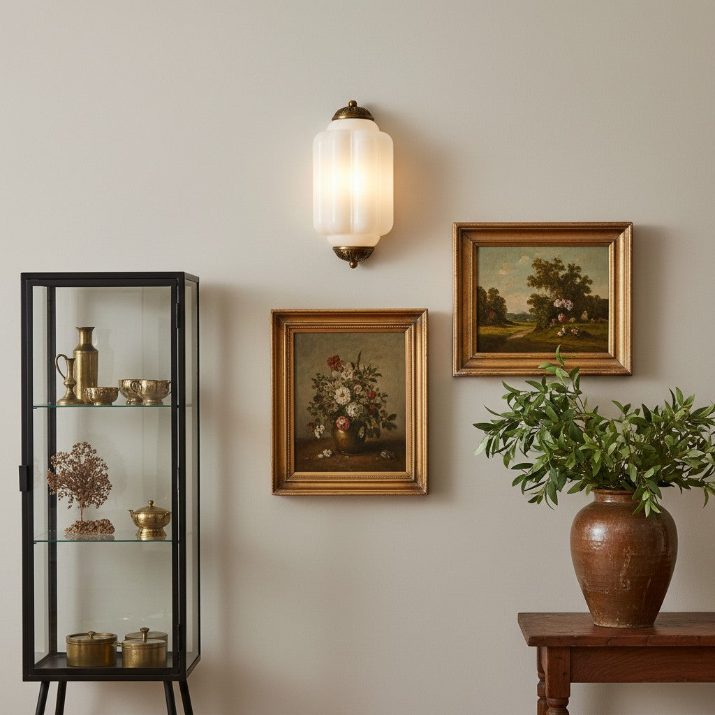 Lumi Vintage Antique Milk Glass Flush Eloise Sconce