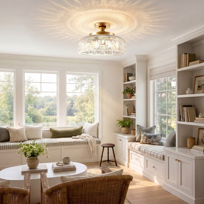 Jules Modern Textured Glass Disc Ceiling Light