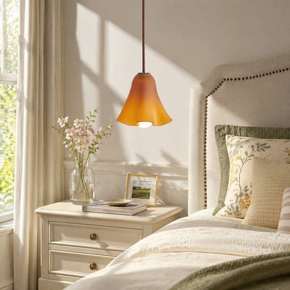 Alain Farmhouse Cooper Ribbed Glass Pendant Light