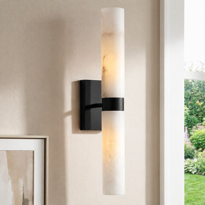 Dani Modern Alabaster Double Tube Wall Sconce