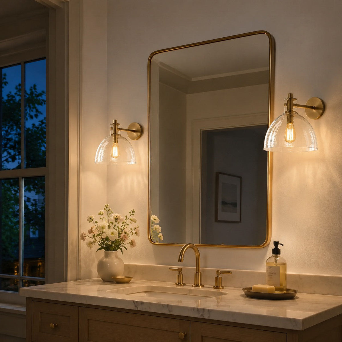 Xeno Antique Brass Recycled Glass Wall Sconce