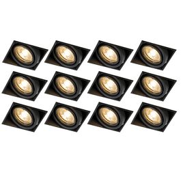 Trimless Downlights – Set of 12 Black GU10 Recessed Spotlights, Sleek Flush Finish
