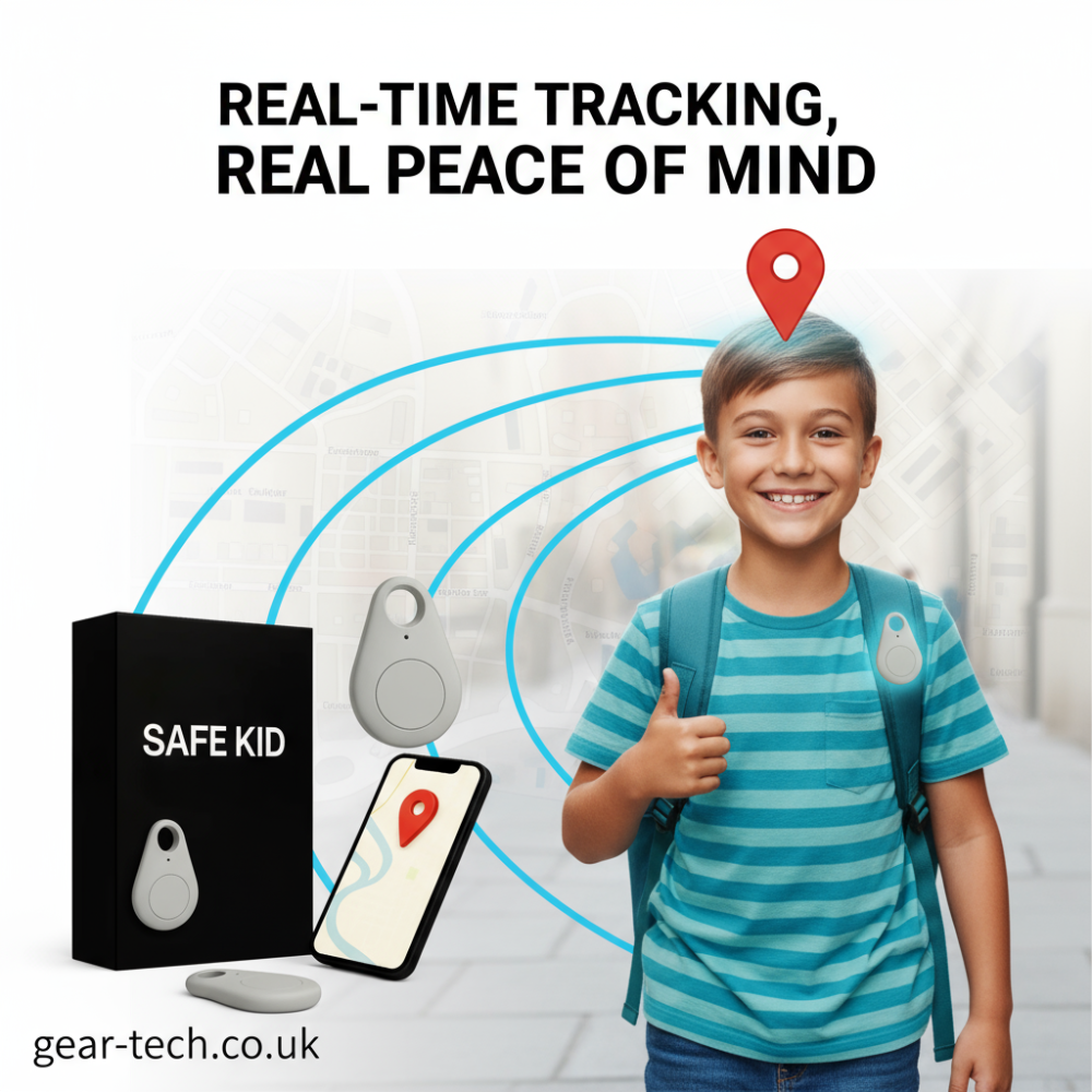 Children’s Waterproof GPS Tracker with Real-Time Location & SOS Alarm | Small, Light, Carrying Case and Security Features | Sansoti