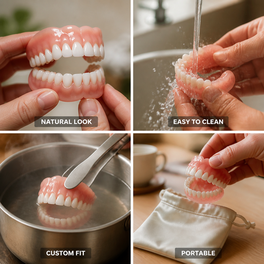 Boil-and-Bite Natural-Looking Denture Set (Upper & Lower)