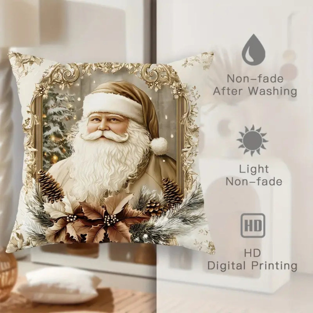 Christmas Cushion Covers – Velvet 45 × 45cm Festive Throw Pillow Covers, Santa, Tree, Ribbon or Deer