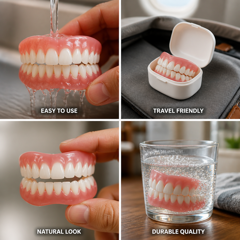 Comfort-Fit Natural-Look Silicone Denture Set (Upper & Lower)