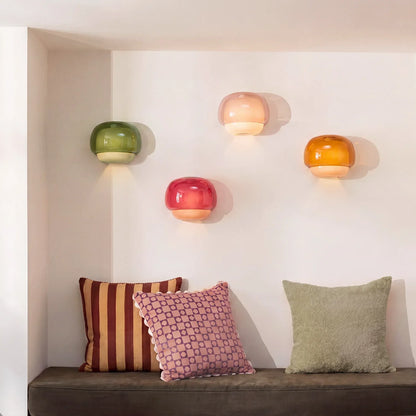Coloured Glass Wall Light – Modern Sconce, Orange, Green, Blush, Burgundy, Yellow or Grey