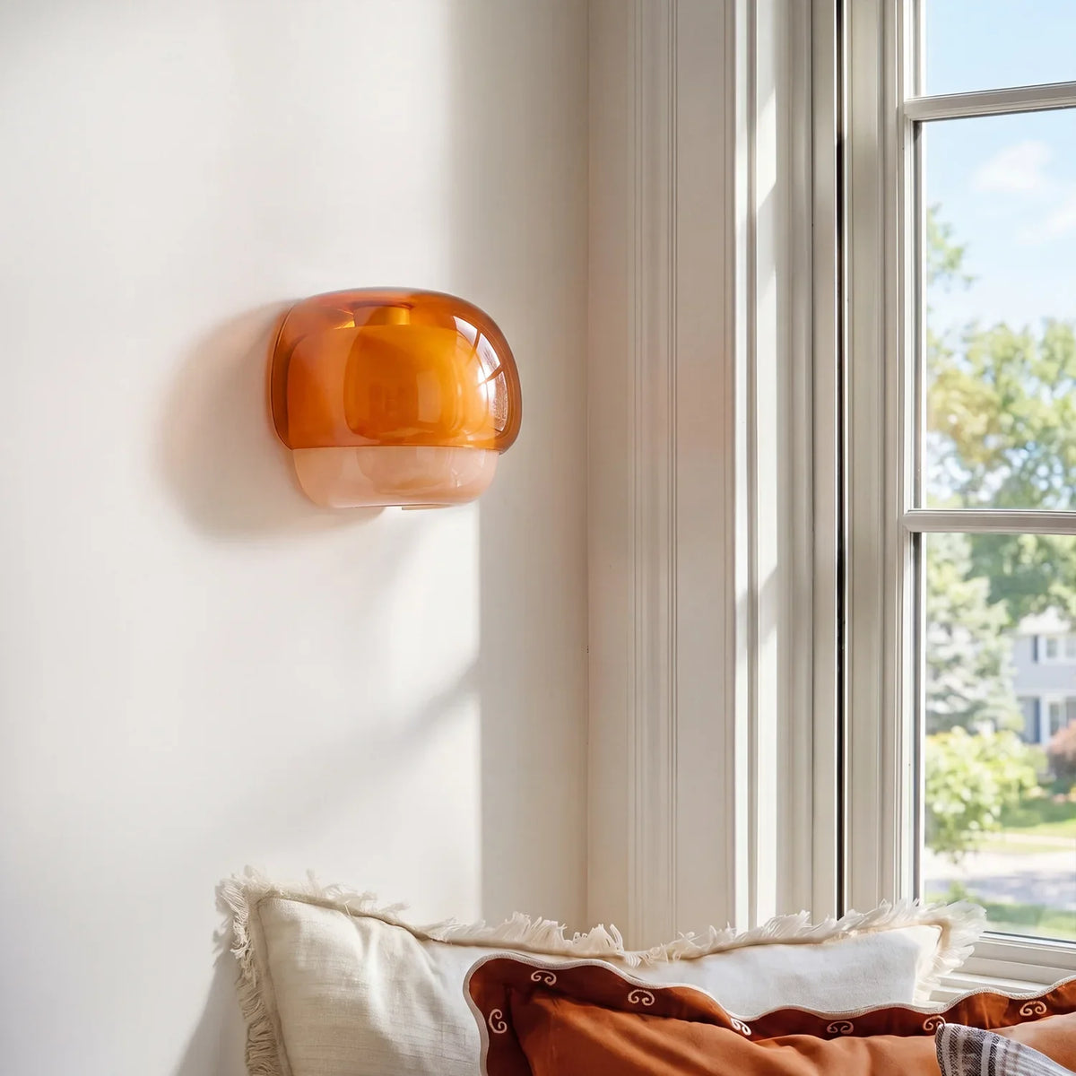 Coloured Glass Wall Light – Modern Sconce, Orange, Green, Blush, Burgundy, Yellow or Grey
