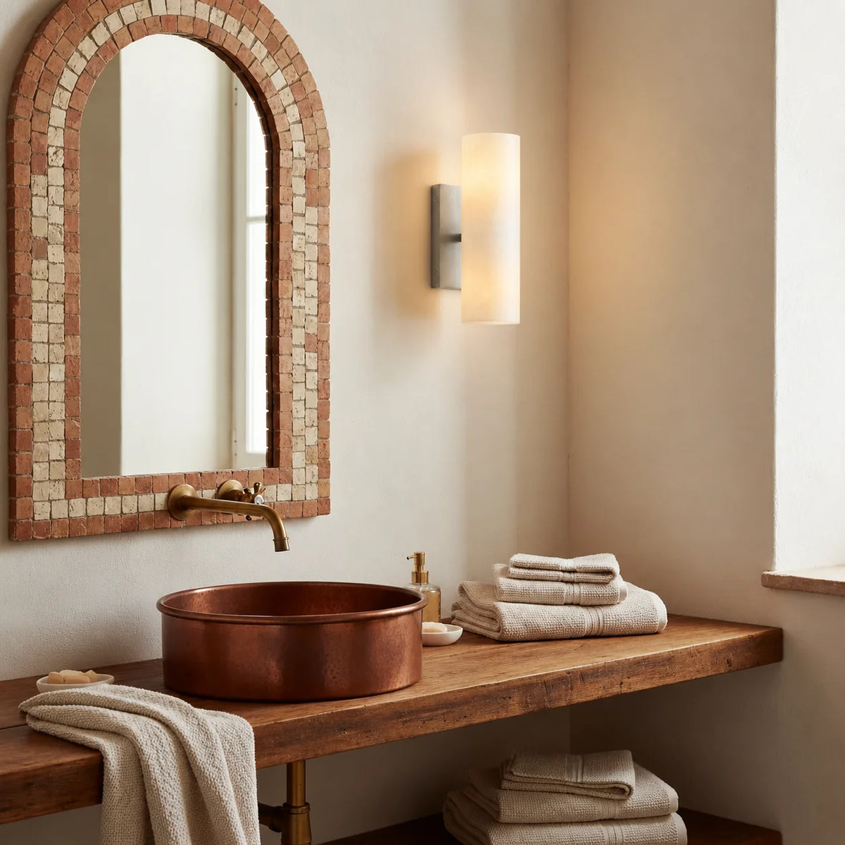 Doran Modern Elegant Alabaster Tube Sconce