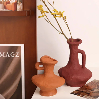 Textured Sculptural Vase – Decorative Table Vase, Burgundy, Grey, Beige, Terracotta or Set of 3