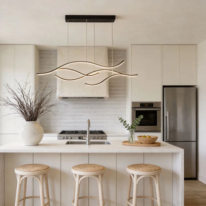 Curved LED Pendant Light Wavy LED Metal Ceiling Light