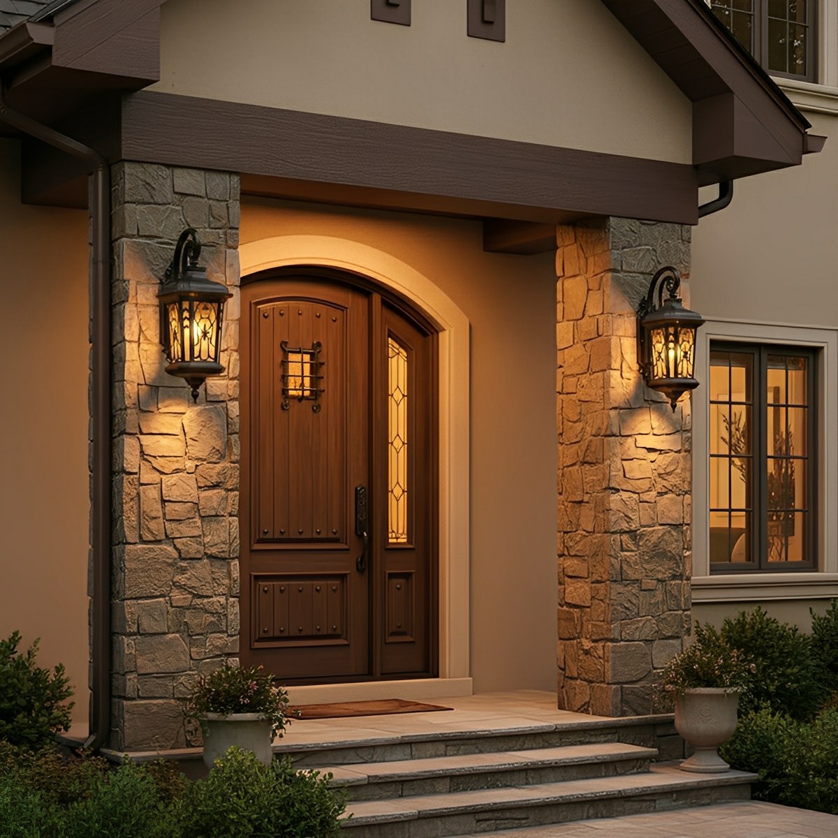 Large Outdoor Wall Lantern, 52cm to 83cm Tall – Vintage European Cut-Out Pattern, IP56 Die-Cast & Glass, Black Porch Light